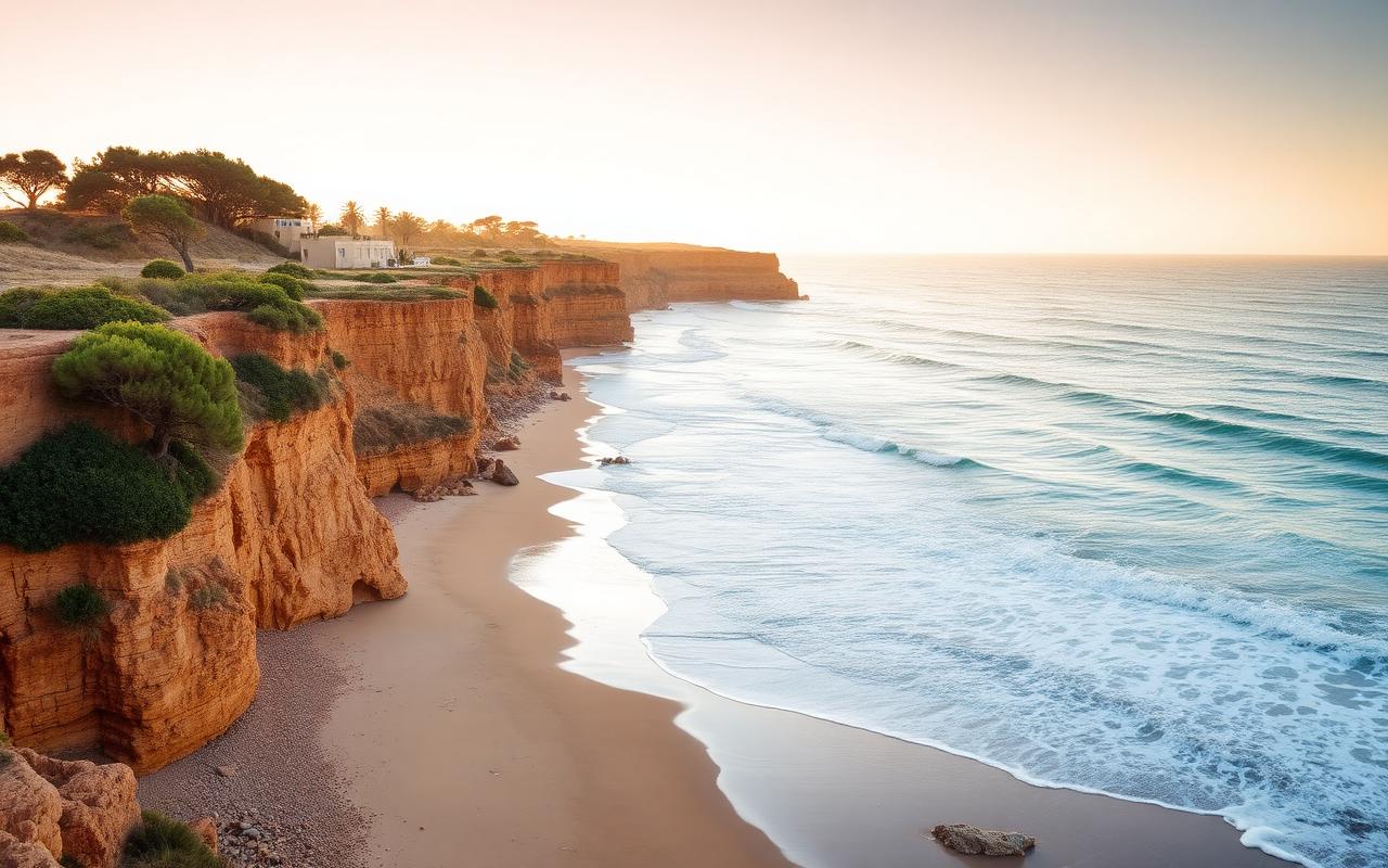 Falaises et plage sauvage d'Asfalou sur la côte atlantique