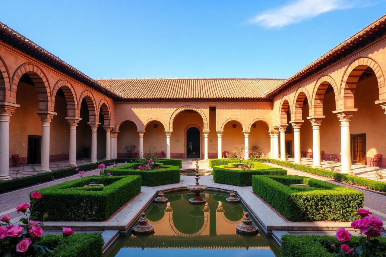Patio et jardins du Generalife à l'Alhambra de Grenade
