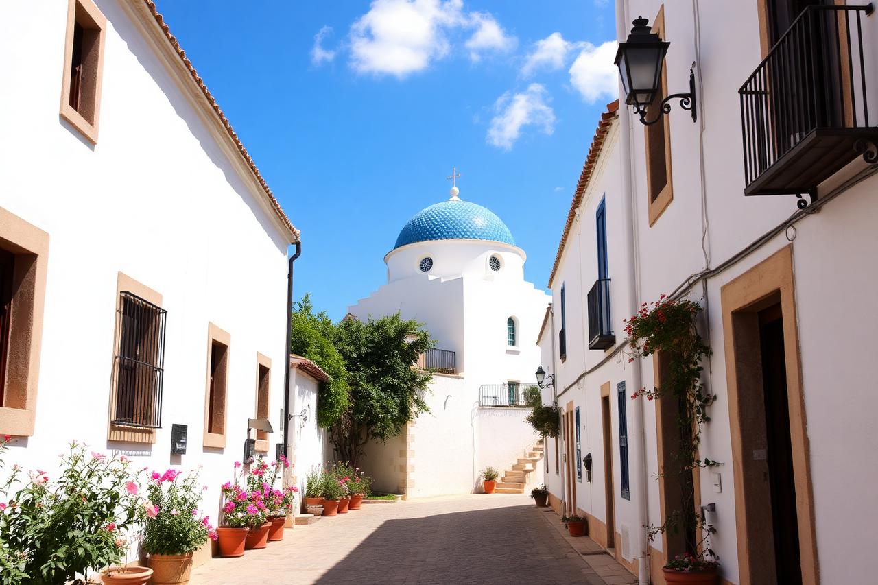 Ruelles blanches et coupole bleue d'Altea