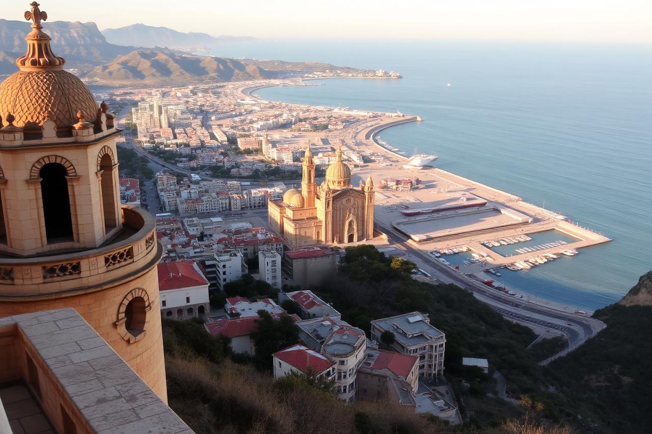 Vue sur Malaga et son port depuis le Gibralfaro