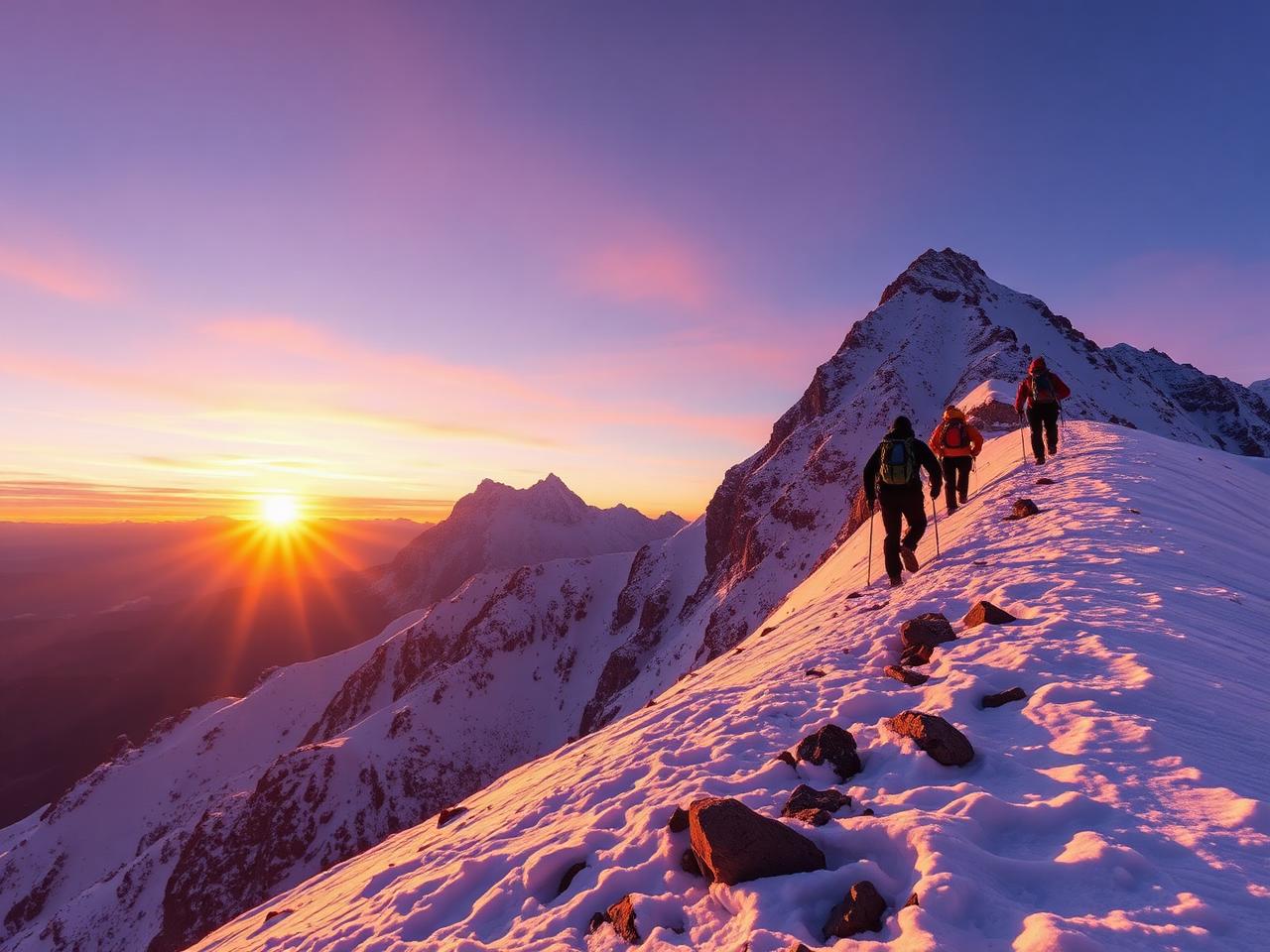 Arête sommitale du Toubkal au lever du soleil, Haut Atlas marocain