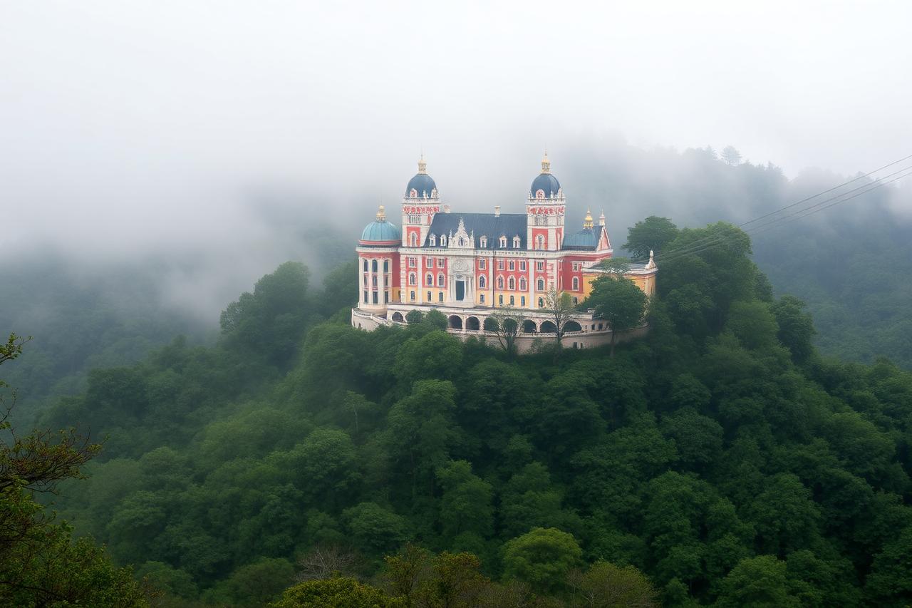 Palais coloré de Sintra sur une colline boisée